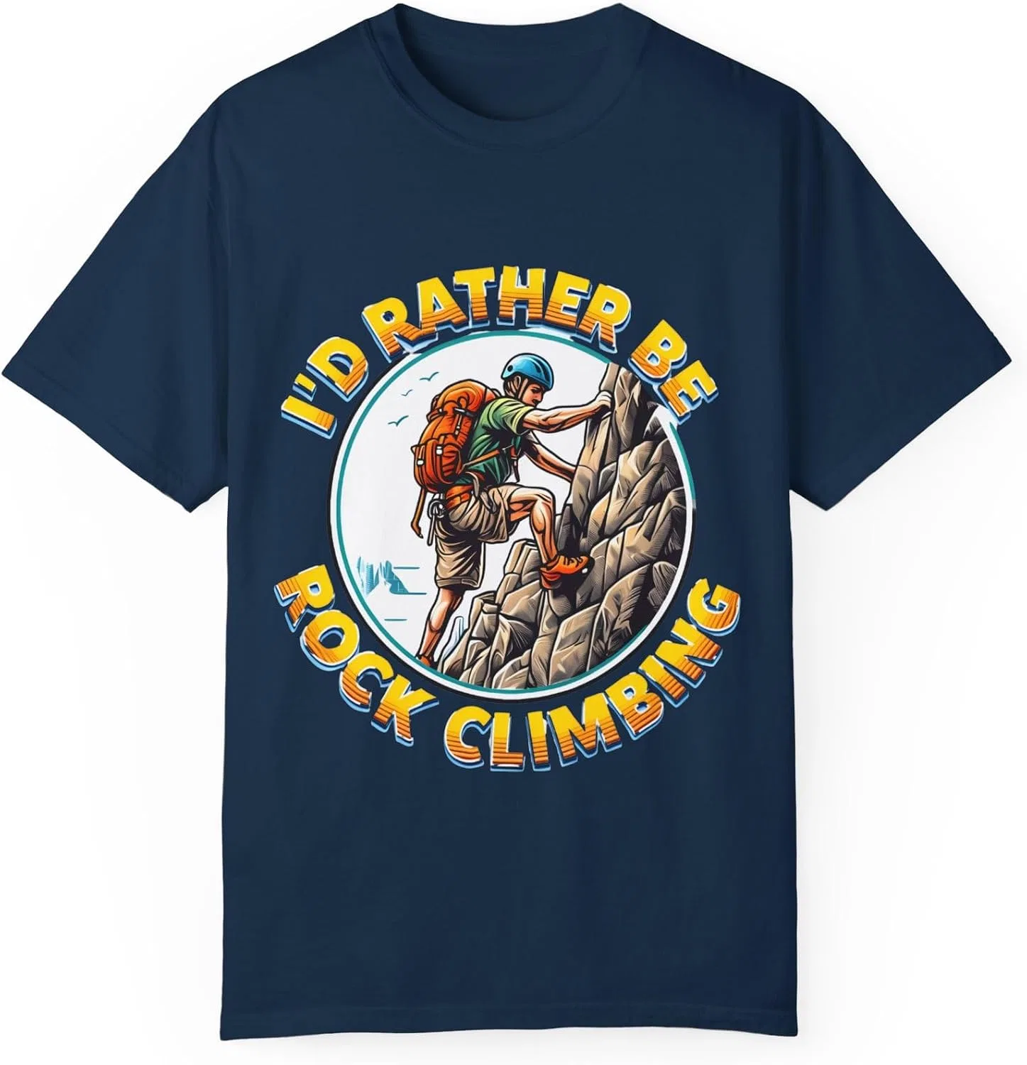 Футболка с принтом Rock Climbing Comfort Colors, True Navy