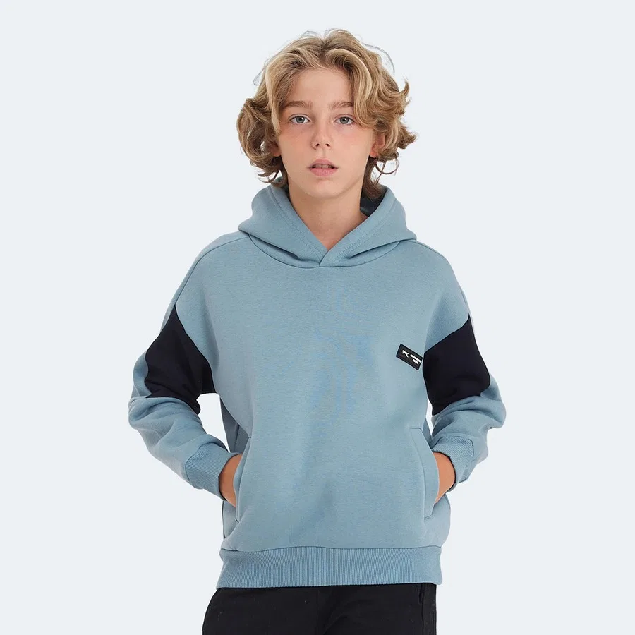 Детский свитшот с капюшоном и карманами Slazenger LAYNE, Черно-серый
