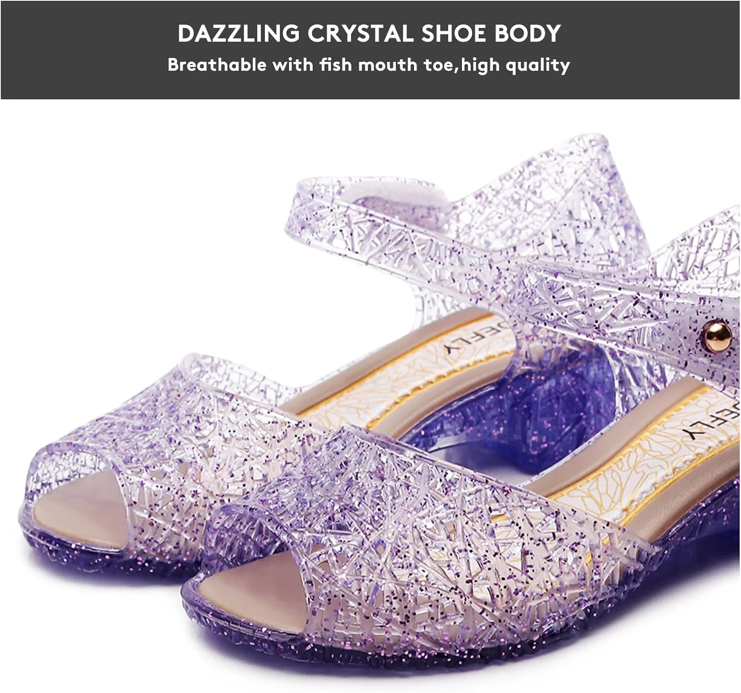 Детские туфли для девочек с блестками Princess Jelly Flats TANDEFLY, Purple — фото 2