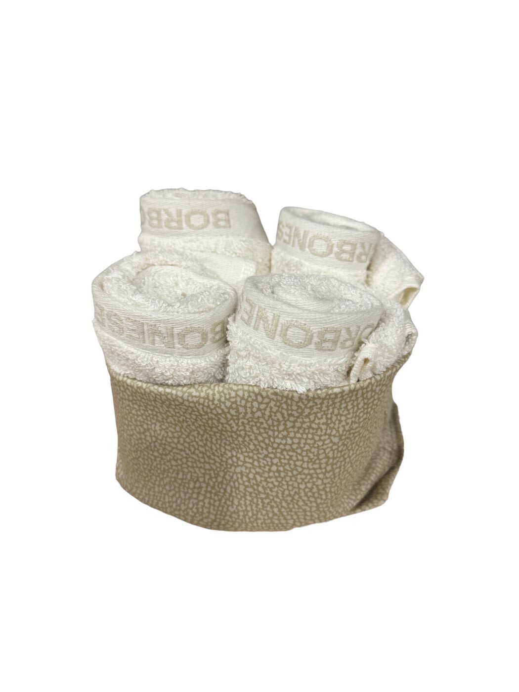 

Набор полотенец с корзиной Borbonese Minimal Sponge, 30×30 см, 4 шт, бежевый