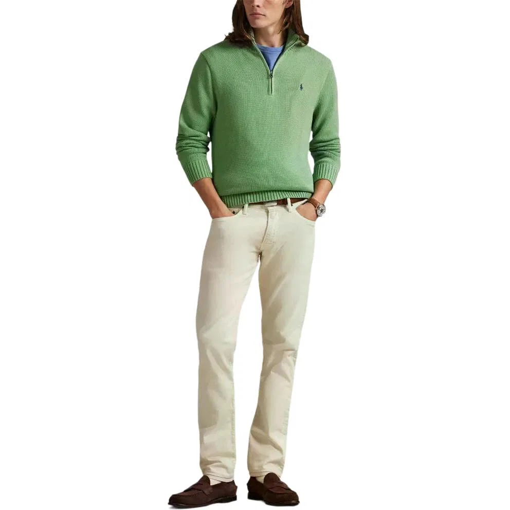 Мужской свитер с полузастежкой-молнией хлопковый Interior Green Land Polo Ralph Lauren — фото 2