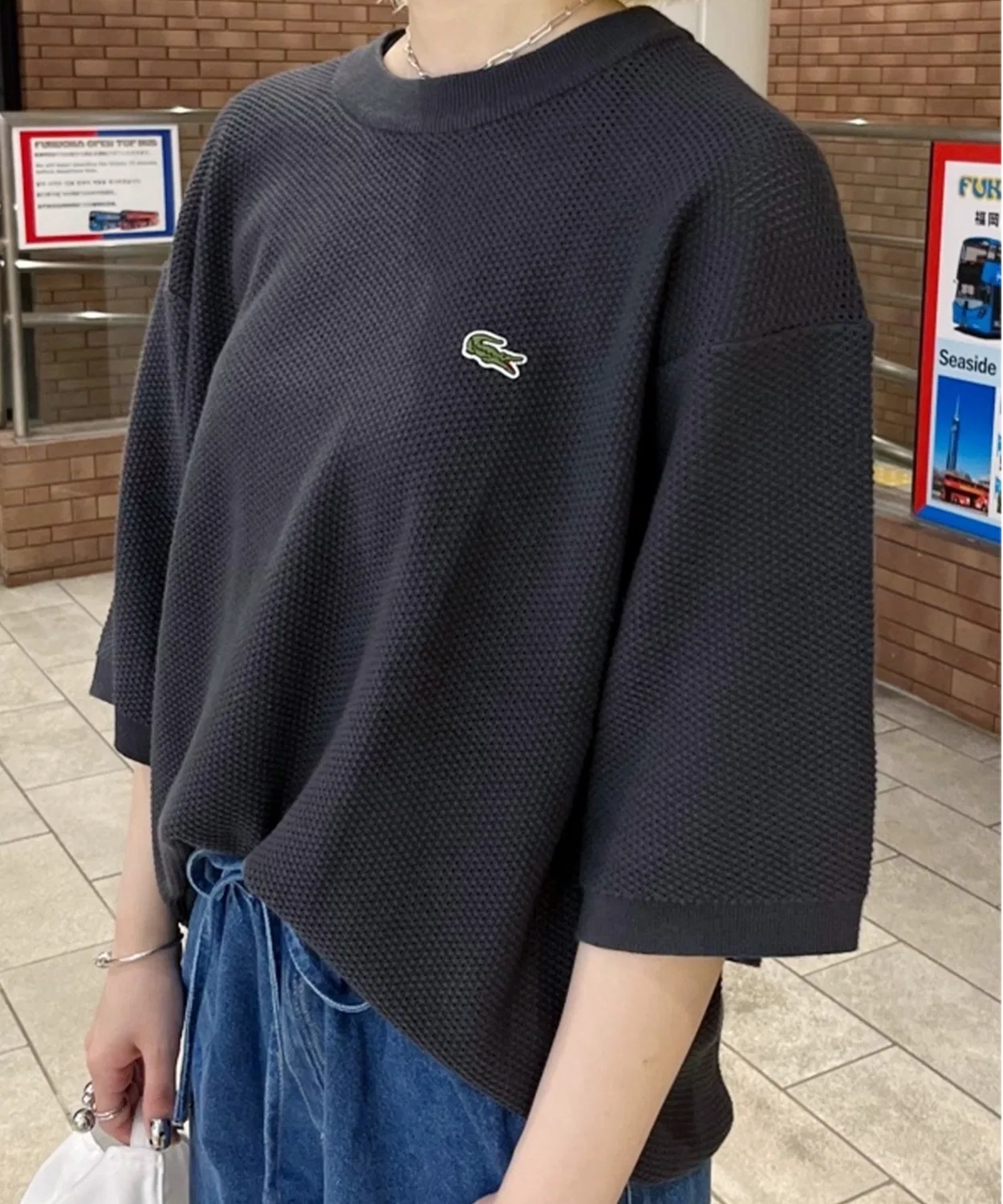 Мужская футболка с коротким рукавом из хлопка и нейлона LACOSTE, Черный