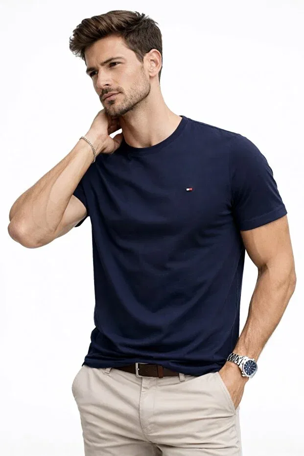 Мужская футболка с коротким рукавом Tommy Hilfiger, Lacivert003 — фото 2