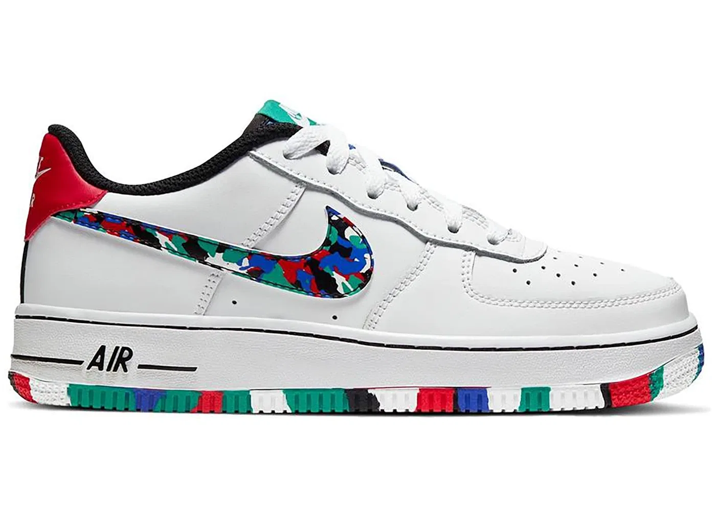 Детские кроссовки Lifestyle с перфорацией Nike Air Force 1 Low, White/Hyper Blue-Neptune Green-Multi-Color