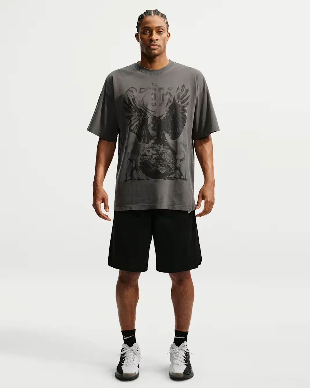 Мужская баскетбольная футболка оверсайз Nike, Black — фото 4