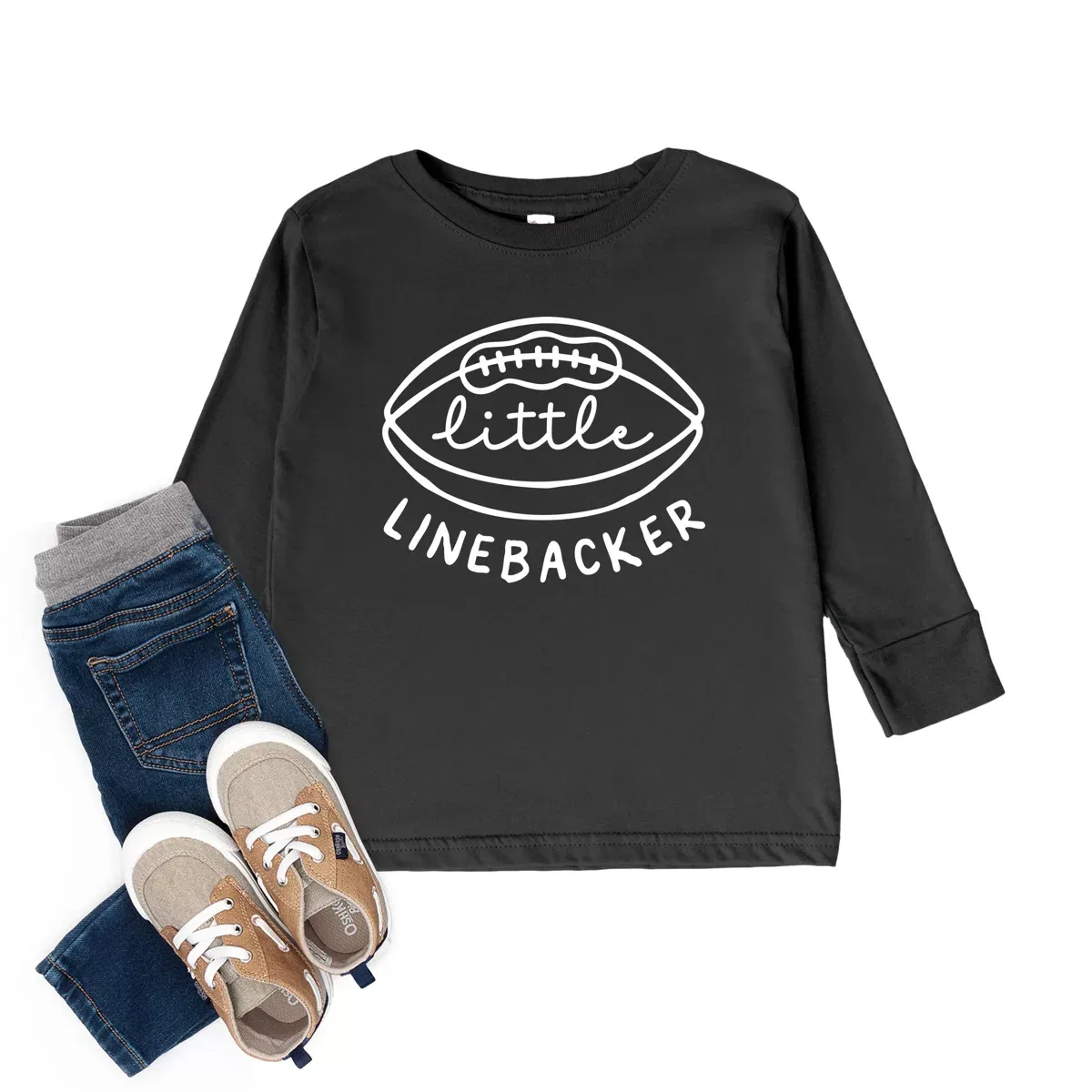 Детский лонгслив для мальчиков с принтом Little Linebacker The Juniper Shop, Kelly — фото 2