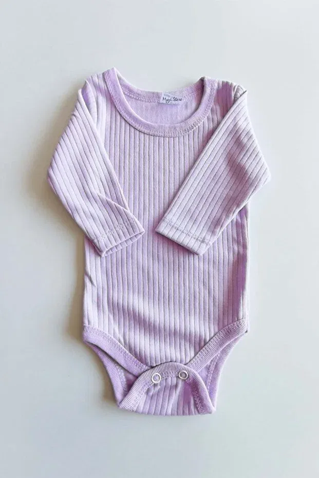 Детское боди-комбинезон для девочек хлопковый комплект 4 шт Myzi Store, Ecru Lilac Pink Yellow — фото 4
