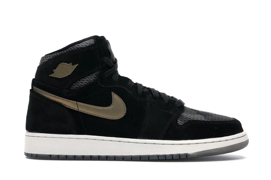 Детские кроссовки для девочек с камуфляжным принтом Jordan 1 Retro High Jordan, Black/Black-Metallic Field-Light Bone
