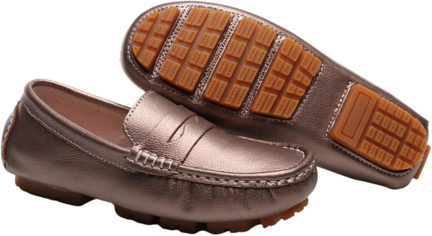 Детские туфли-лоферы на плоской подошве rismart, Rose Gold — фото 4