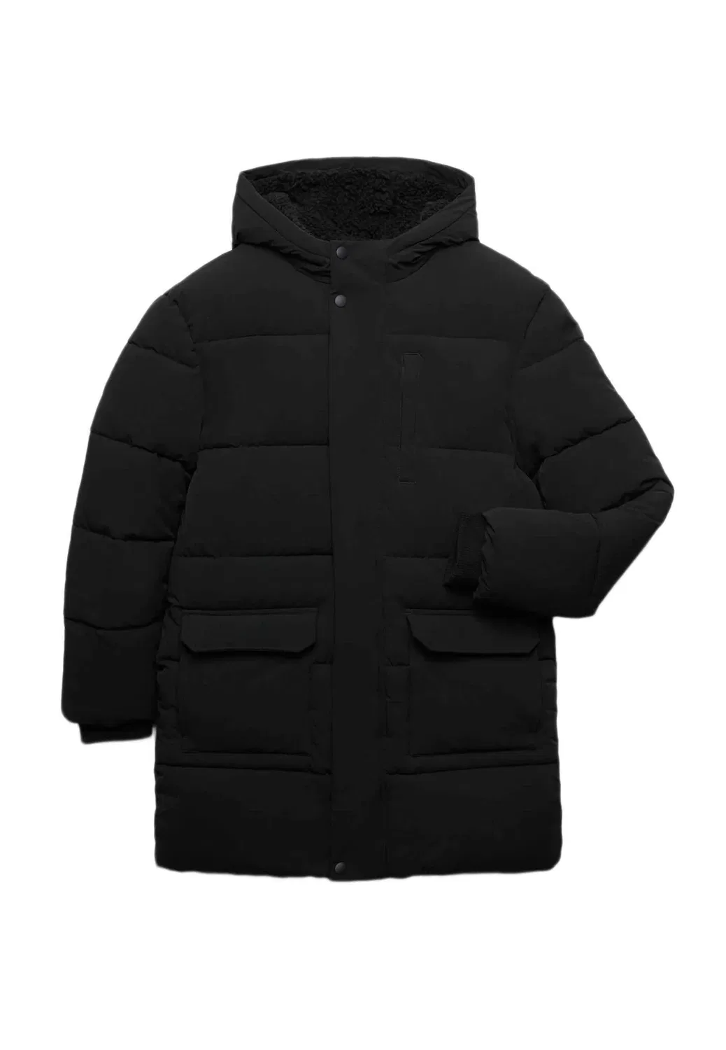 Длинное стеганое пальто из плотной ткани... унисекс - зимнее пальто Marks & Spencer, Black