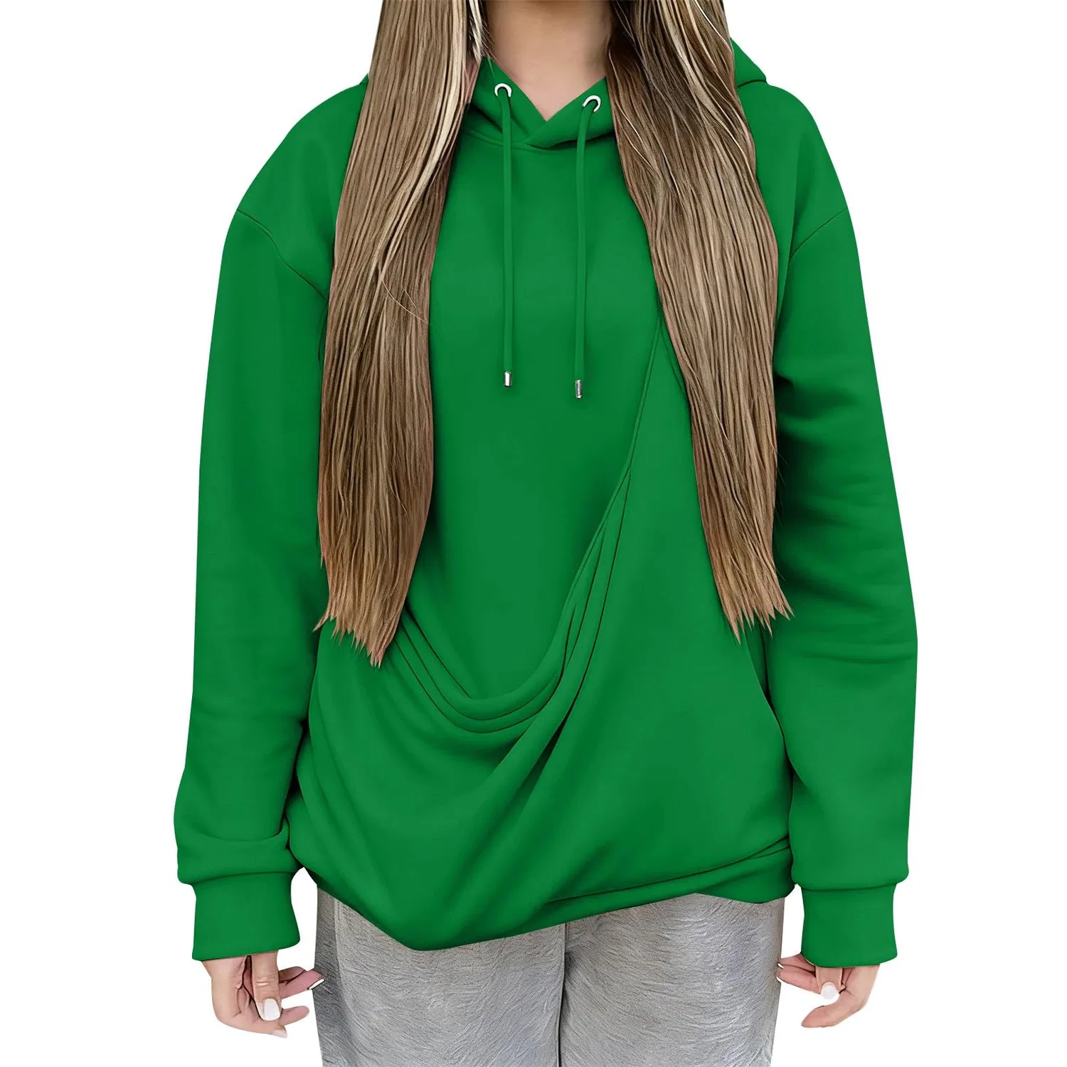 Женский худи с карманом-кенгуру Cat Hoodie, green — фото 4