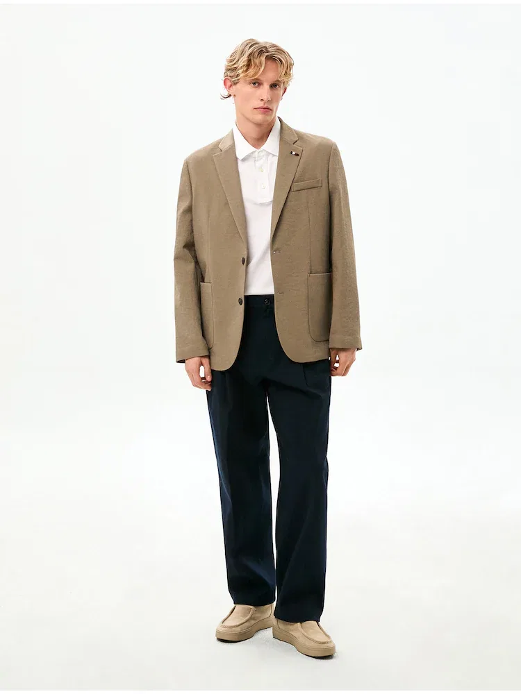 Пиджак однобортный с текстурой TOMMY HILFIGER, Ochre — фото 2