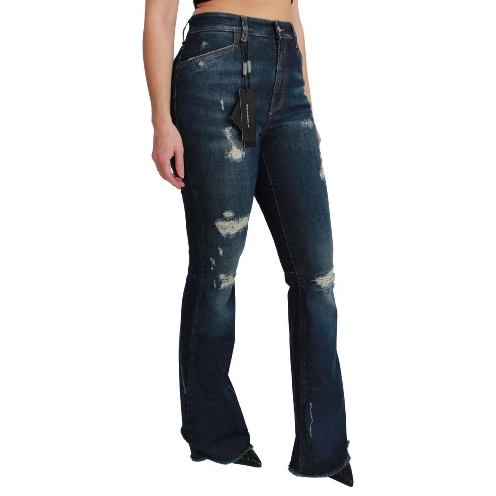 Женские джинсы-клеш с посадкой по фигуре Blue Cotton Flared Jeans Dolce & Gabbana, Blue — фото 2