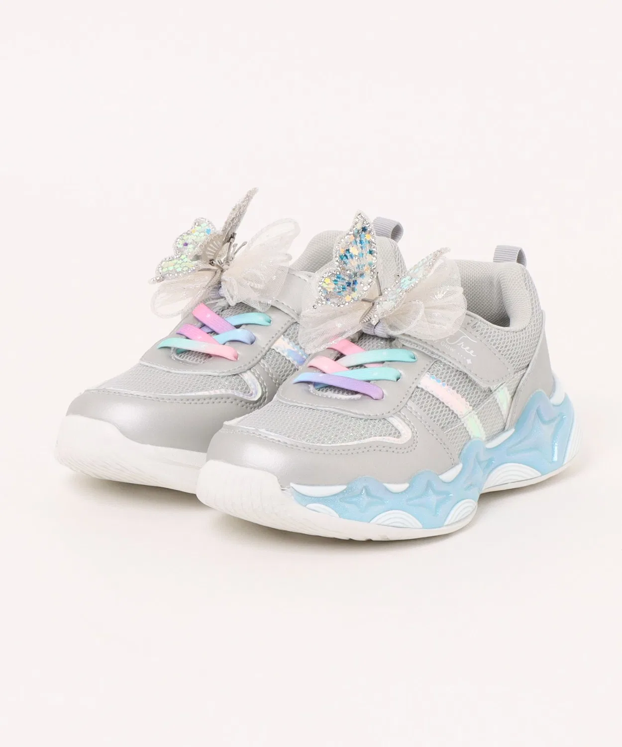 Детские светящиеся кроссовки с бабочкой, модель WILD TREE Shoe Plaza, Silver