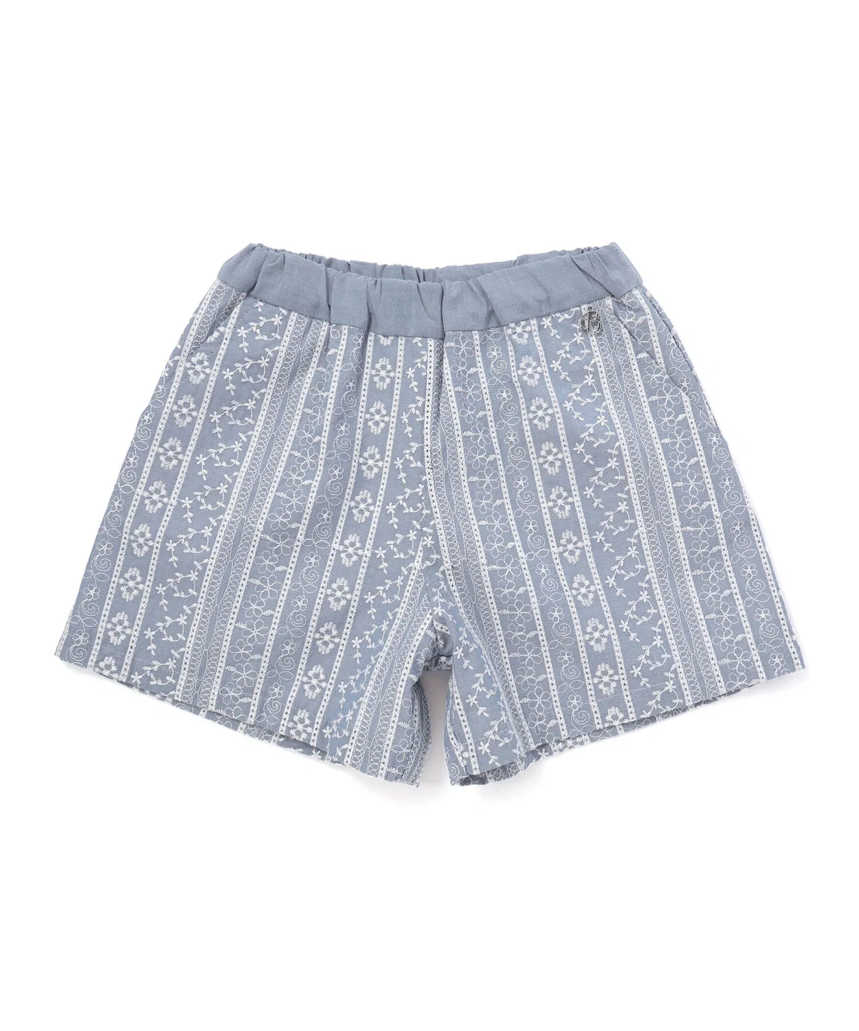 Детские шорты с вышивкой Chambray Lace Embroidered Stripe Short Pants BeBe, Blue