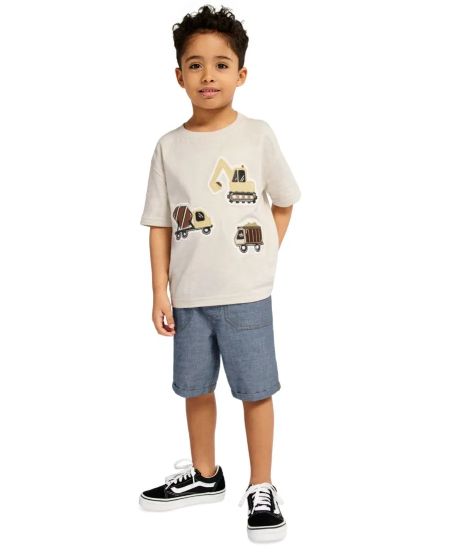 Комплект из 2 предметов: футболка с коротким рукавом и джинсовые шорты Kids Headquarters, Cream Denim Blue