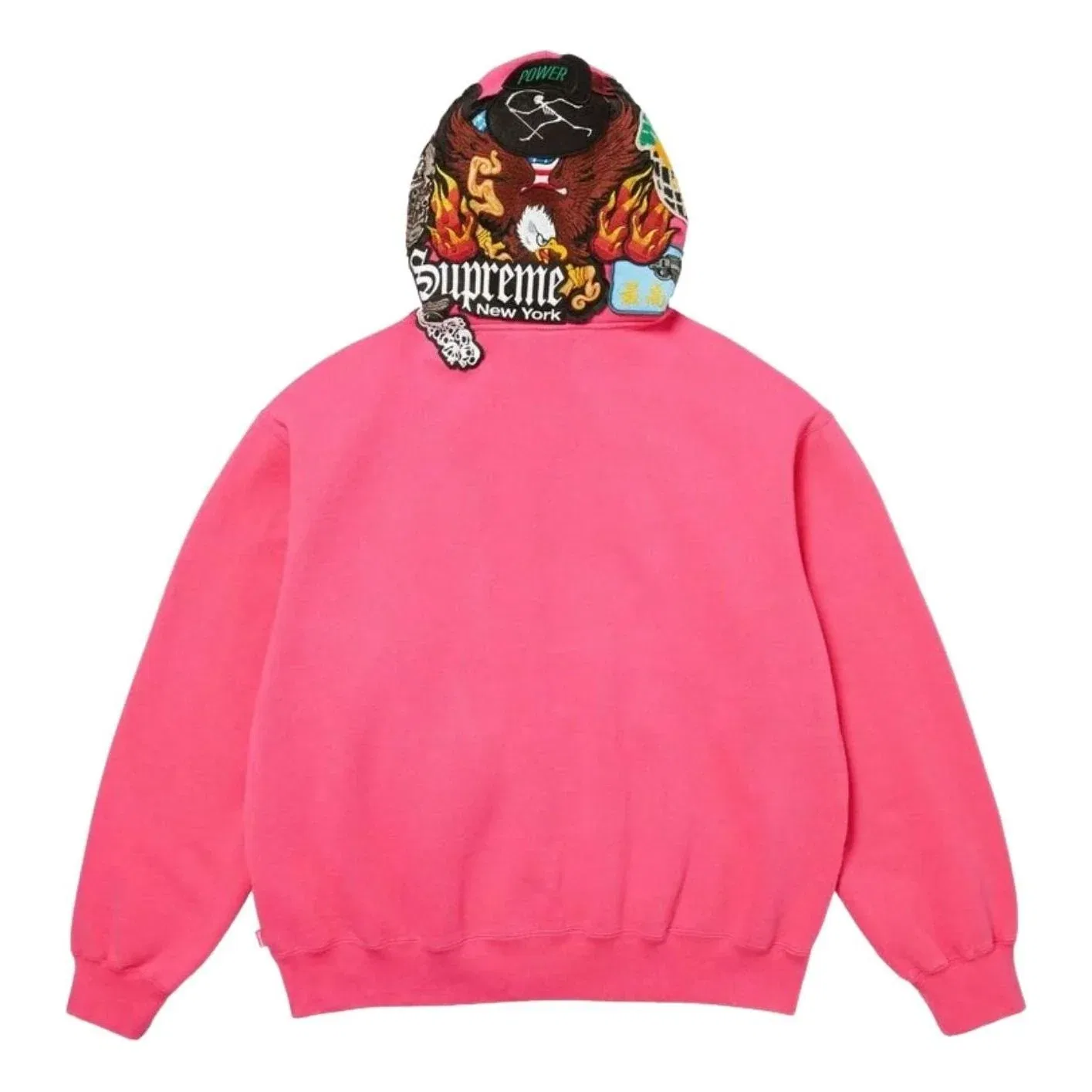 Мужское худи FW26 Patches Zip Up Hooded Sweatshirt 'Pink' Supreme, розовый