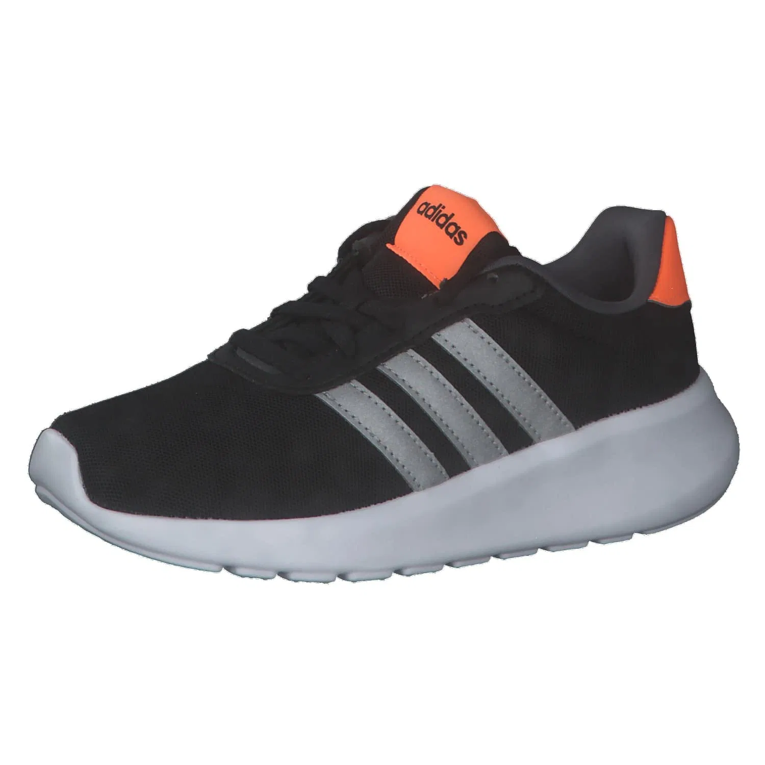 Детские кроссовки для мальчиков легкие Lite Racer 3.0 Adidas, Black Core Black Silver Met Screaming Orange