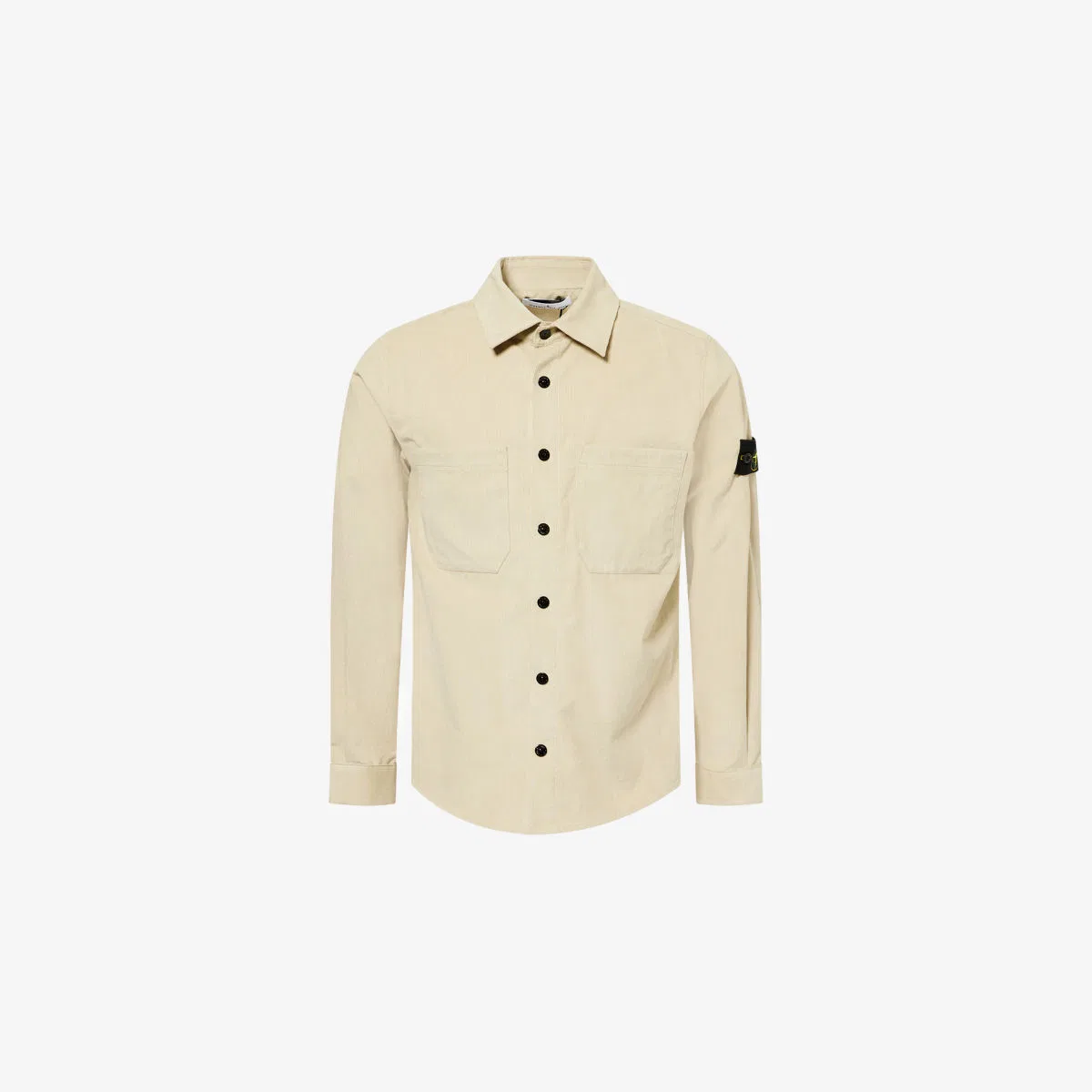Хлопковая рубашка с значком компаса из микровельвета Stone Island, песочный