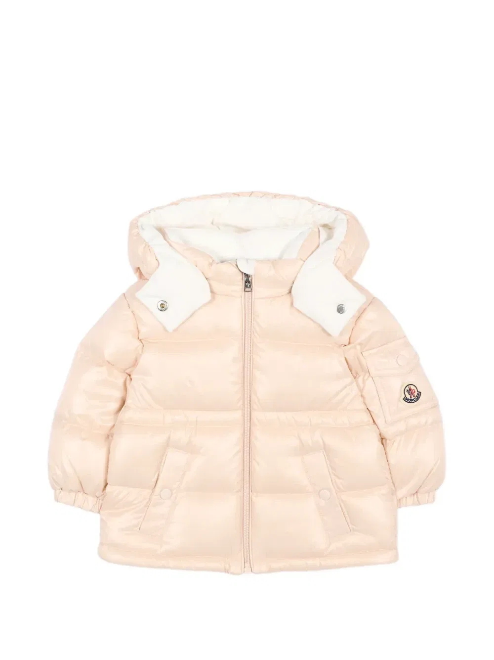 Пуховик Мейр с капюшоном Moncler Enfant, бежевый