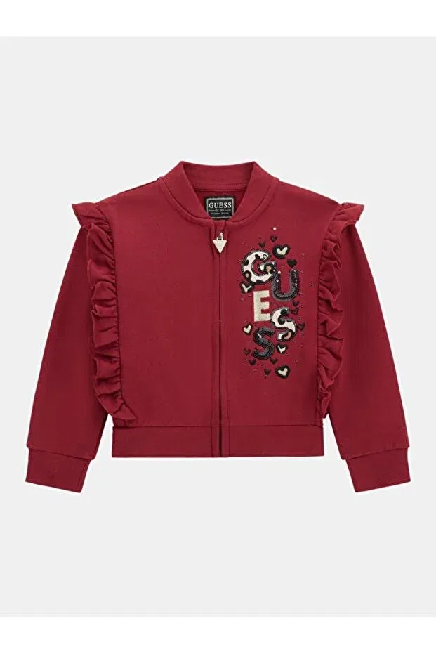 Детское худи для девочек из флиса с принтом Guess, Red