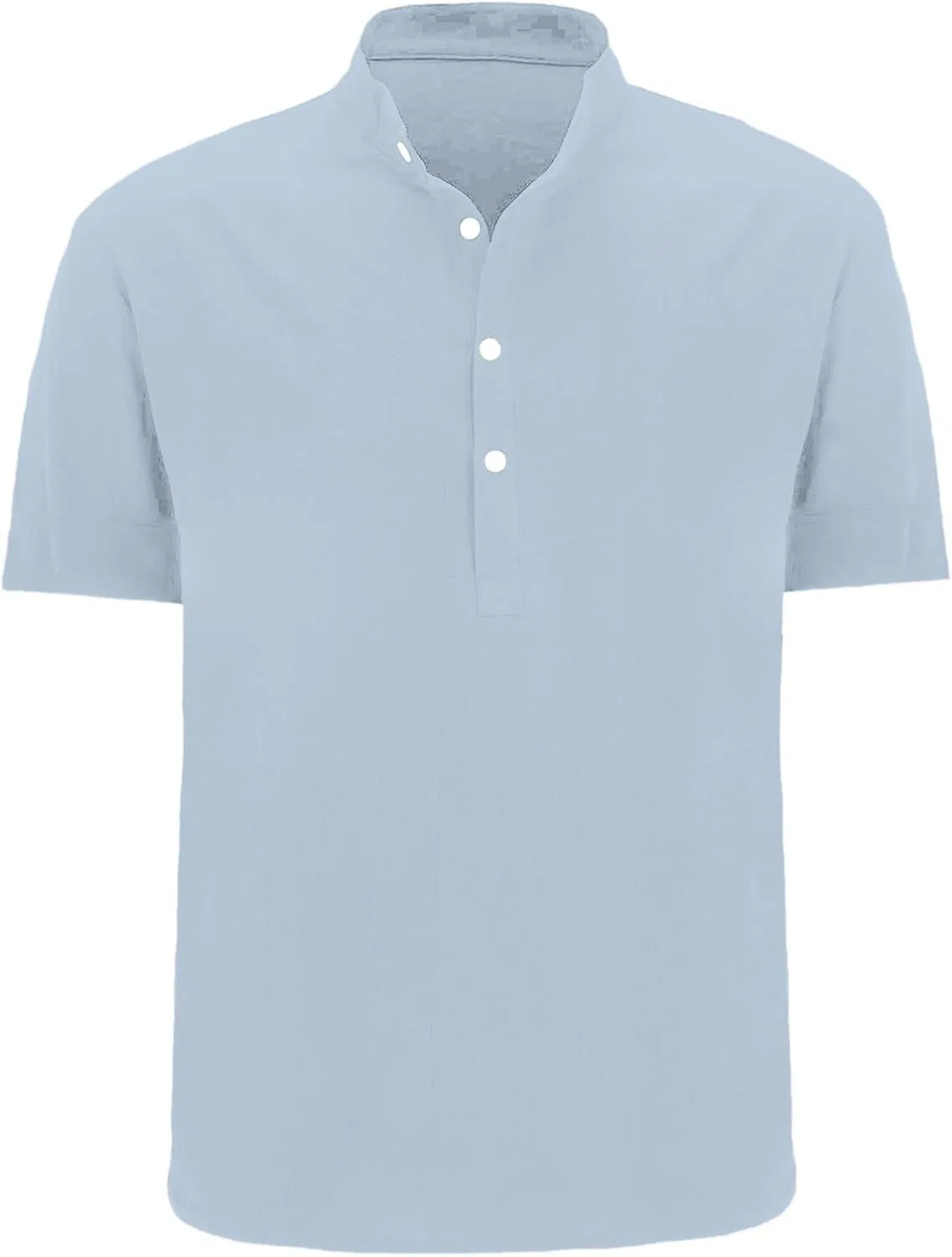 Мужская льняная футболка поло Regular Fit с воротником Tropical Beach Hippie, Light Blue — фото 2