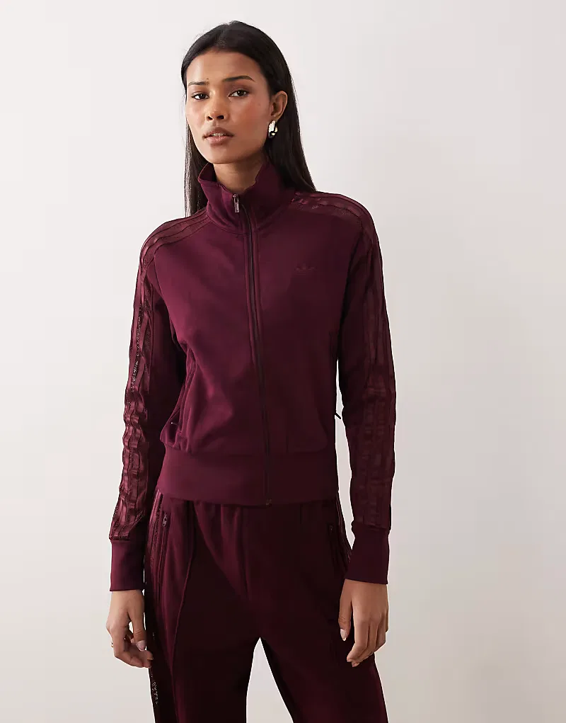 Спортивная куртка Adidas Originals Firebird на шнуровке, бордовый
