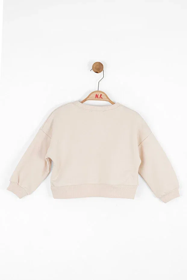 Детские свитшот для девочек с принтом Nk Kids, Beige — фото 2