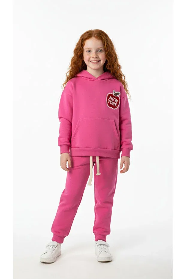 Детский комплект спортивного костюма с вышивкой Hooded New York Embroidered Tracksuit Set Booni Jooni, Pink