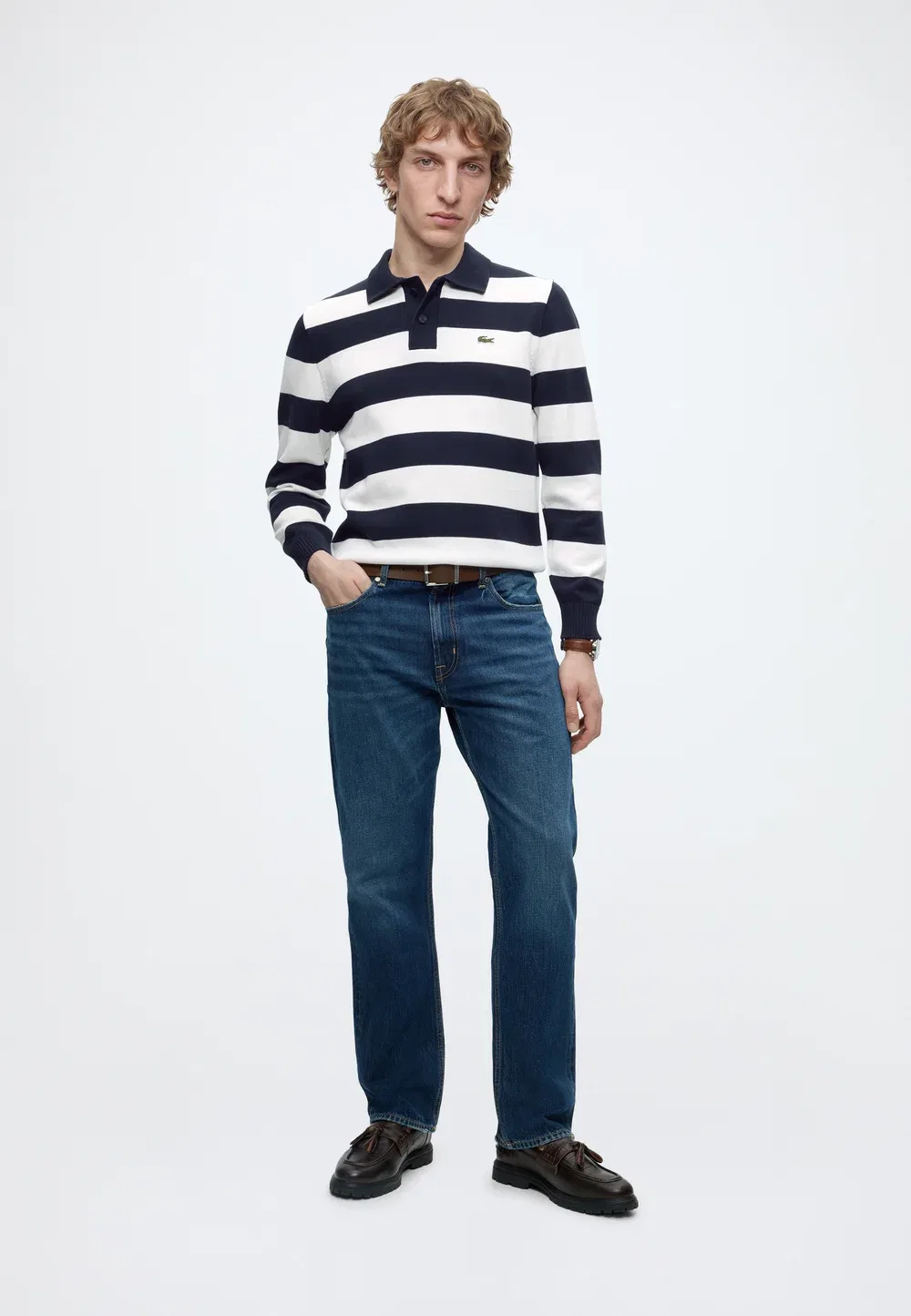 Вязаная рубашка поло - поло-рубашка Lacoste, Navy Blue/Flour — фото 2