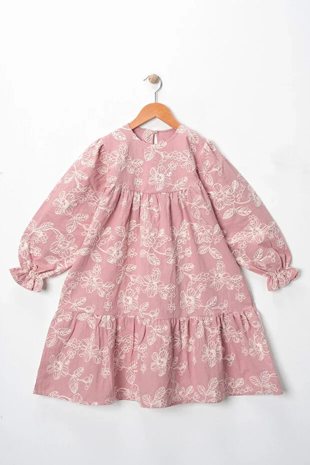 Детское платье для девочек с вышивкой Vintage flower embroidered Ily Kids, Burgundy