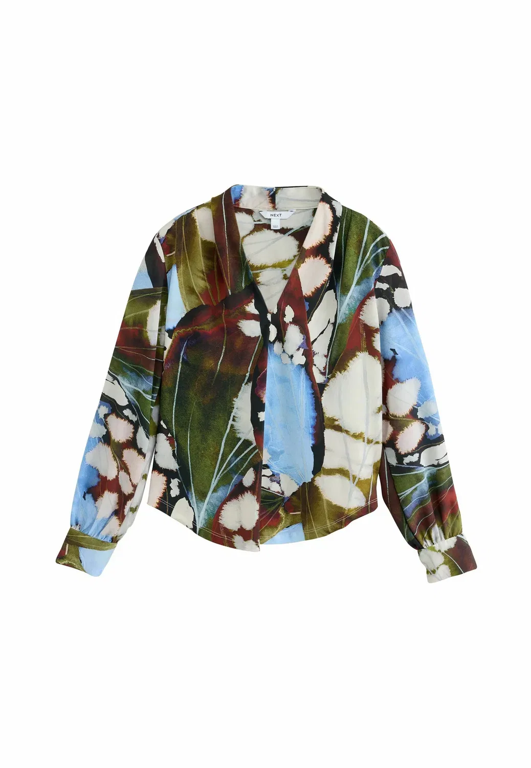 Блузка стандартного кроя с длинными рукавами и V-образным вырезом Next, Blue Animal Print