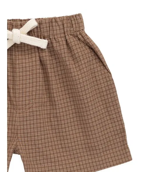 Детские шорты с принтом Double Windowpane Check JAMIE KAY, Light Brown — фото 3