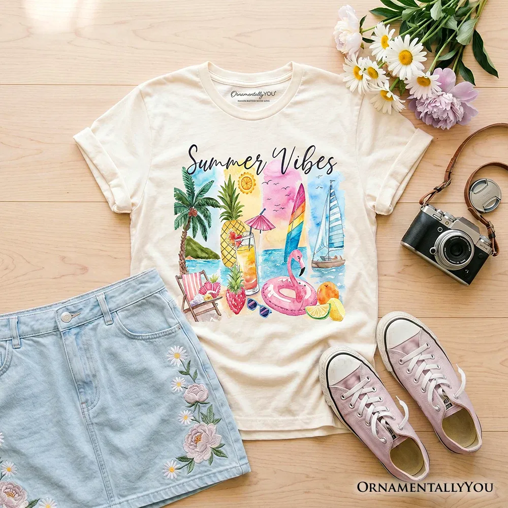 Детская футболка с ярким летним принтом Summer Vacation Youth Graphic Tee OrnamentallyYou, Natural
