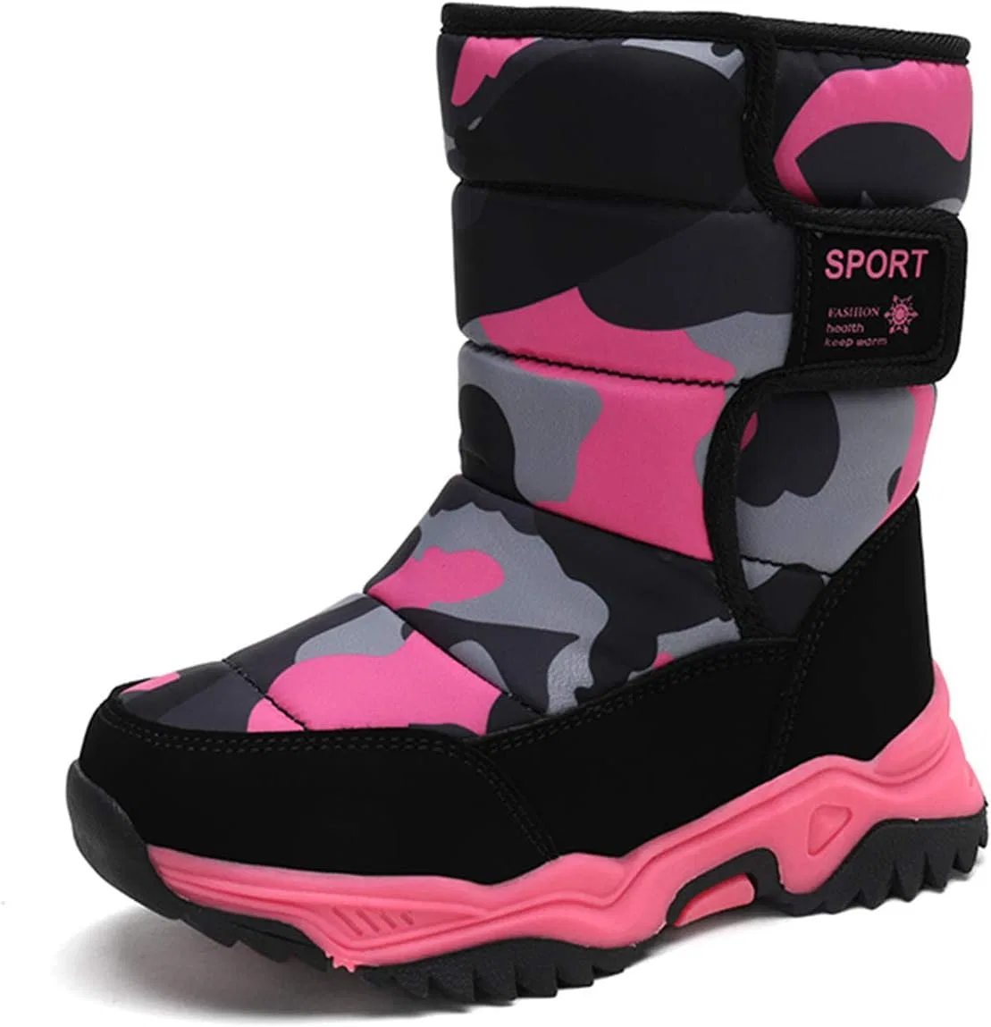 Детские зимние ботинки для девочек и мальчиков с мехом CERYTHRINA, Rose Camo