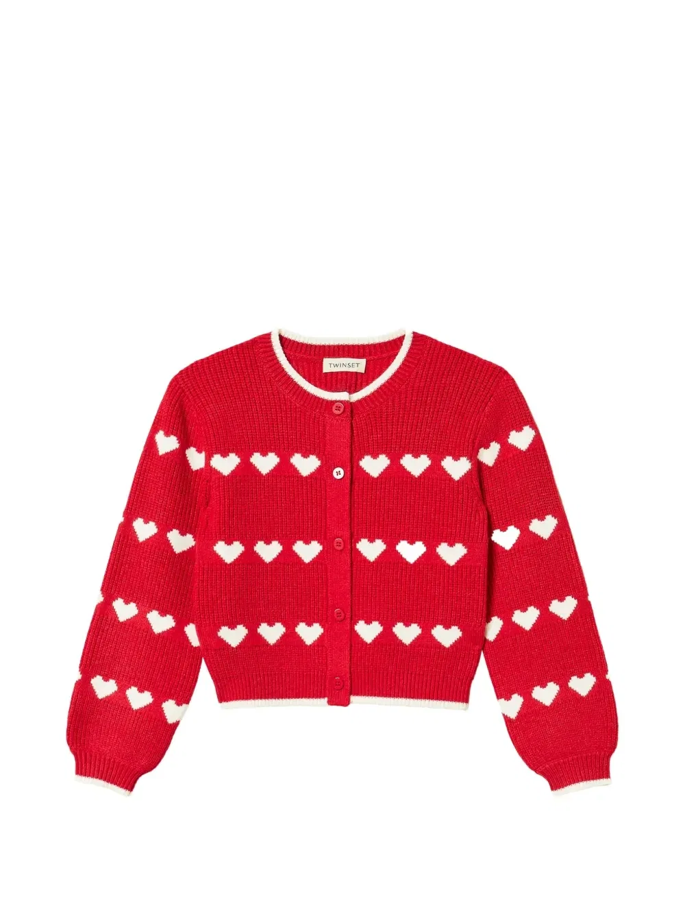 Кардиган с жаккардовым узором в виде сердечек Twinset Kids, красный