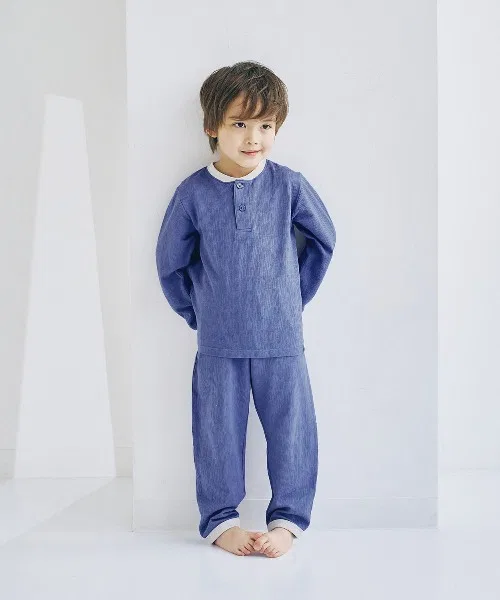Детская длинная пижама из хлопка с длинным рукавомGITA, Grayish Blue