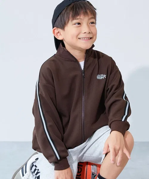 Детская спортивная куртка с лампасами, модель Side Line Track Jacket, devirock, Темно-коричневая