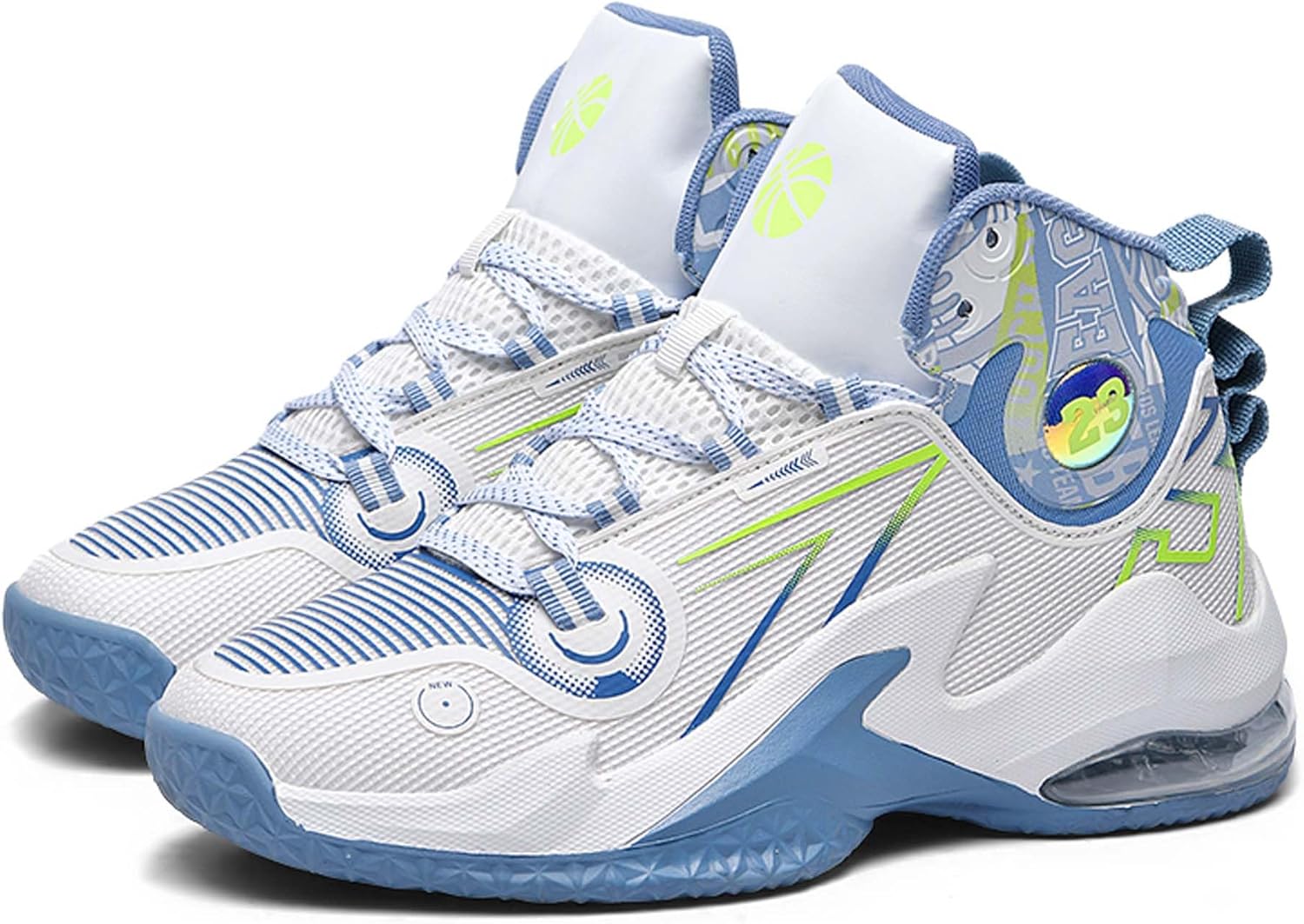 

Баскетбольные кроссовки FaLkiN средние и высокие, модные и амортизирующие, мужские повседневные спортивные кроссовки, женские легкие и нескользящие кроссовки для бега, белый/синий