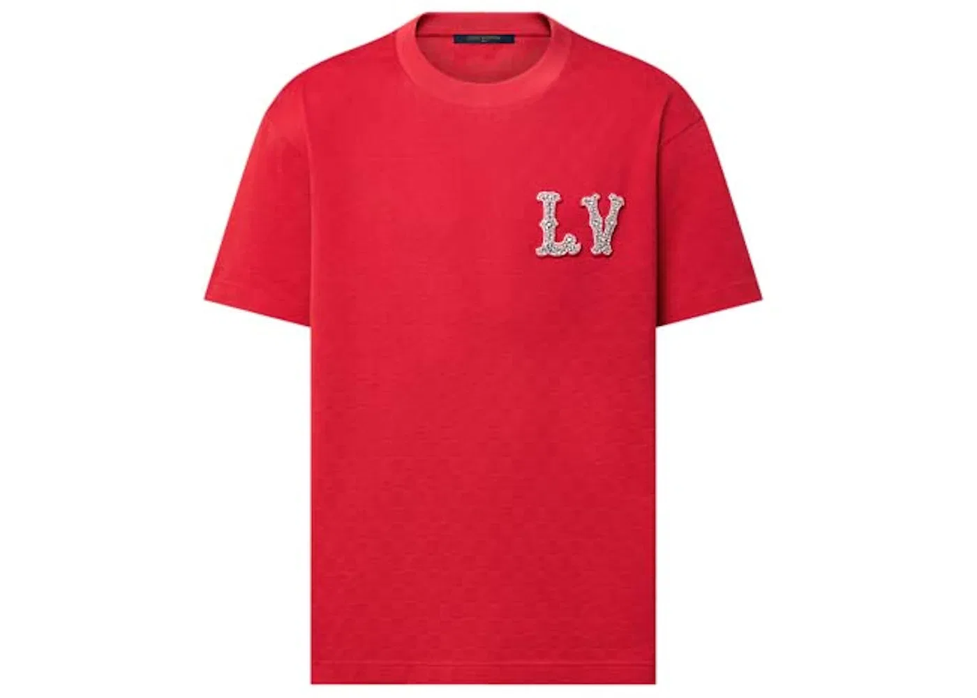 Мужская футболка с принтом T-Shirt with Embroidered LV Patch Louis Vuitton, Bright Red
