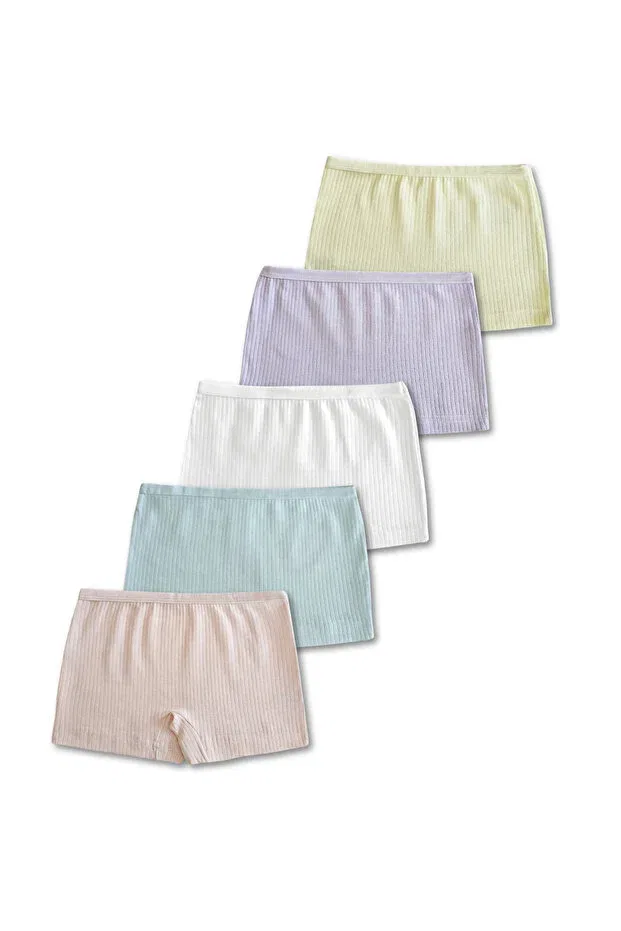 Детские трусы-боксеры для девочек хлопковые комплект 5 шт Underwear Panfilia, Lilac-Pink-Green — фото 2