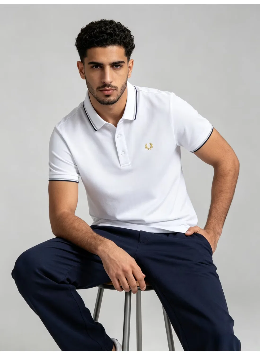 Поло с контрастными полосками, короткий рукав Fred Perry, белый — фото 4