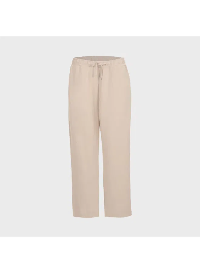 Брюки прямые на завязках хлопковые Zara, кофейный — фото 2