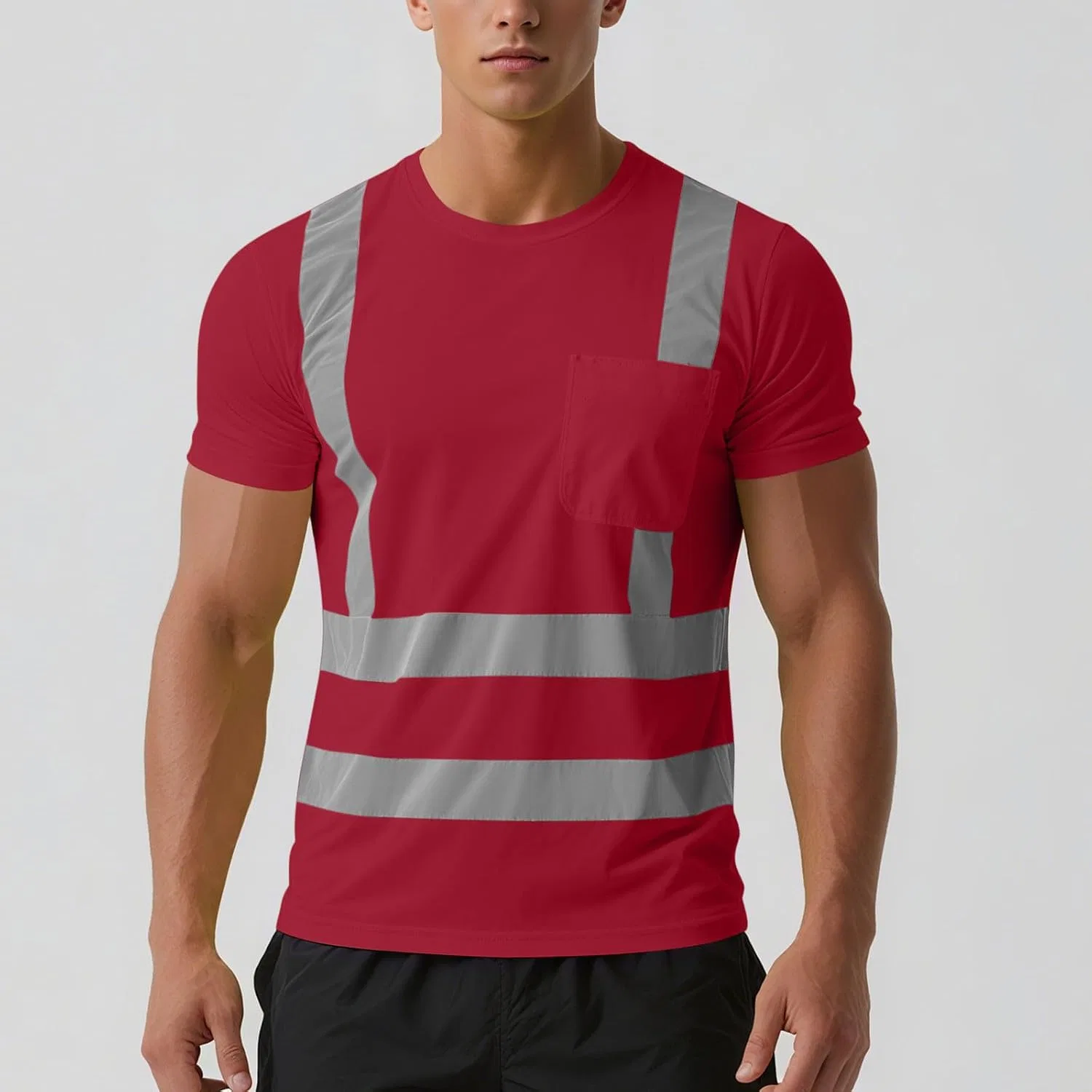 Мужская футболка с отражающими полосами Safety Short Sleeve T-Shirt, Red — фото 2