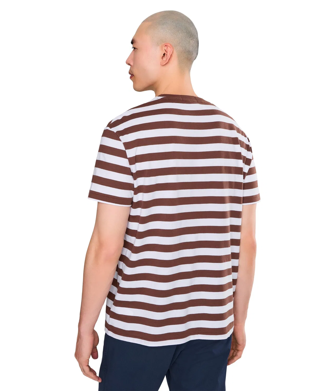 Футболка с коротким рукавом в полоску и круглым вырезом Polo Ralph Lauren, Chocolate Brown/White — фото 4