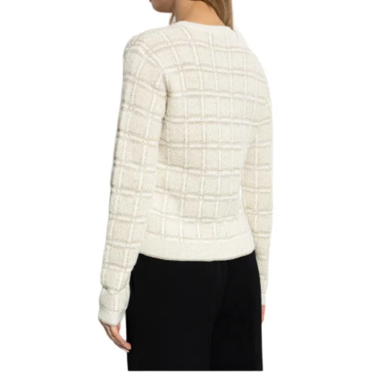 Кардиган GUCCI Lam? Check Jacquard, с блестящей нитью люрекс, Белый — фото 4