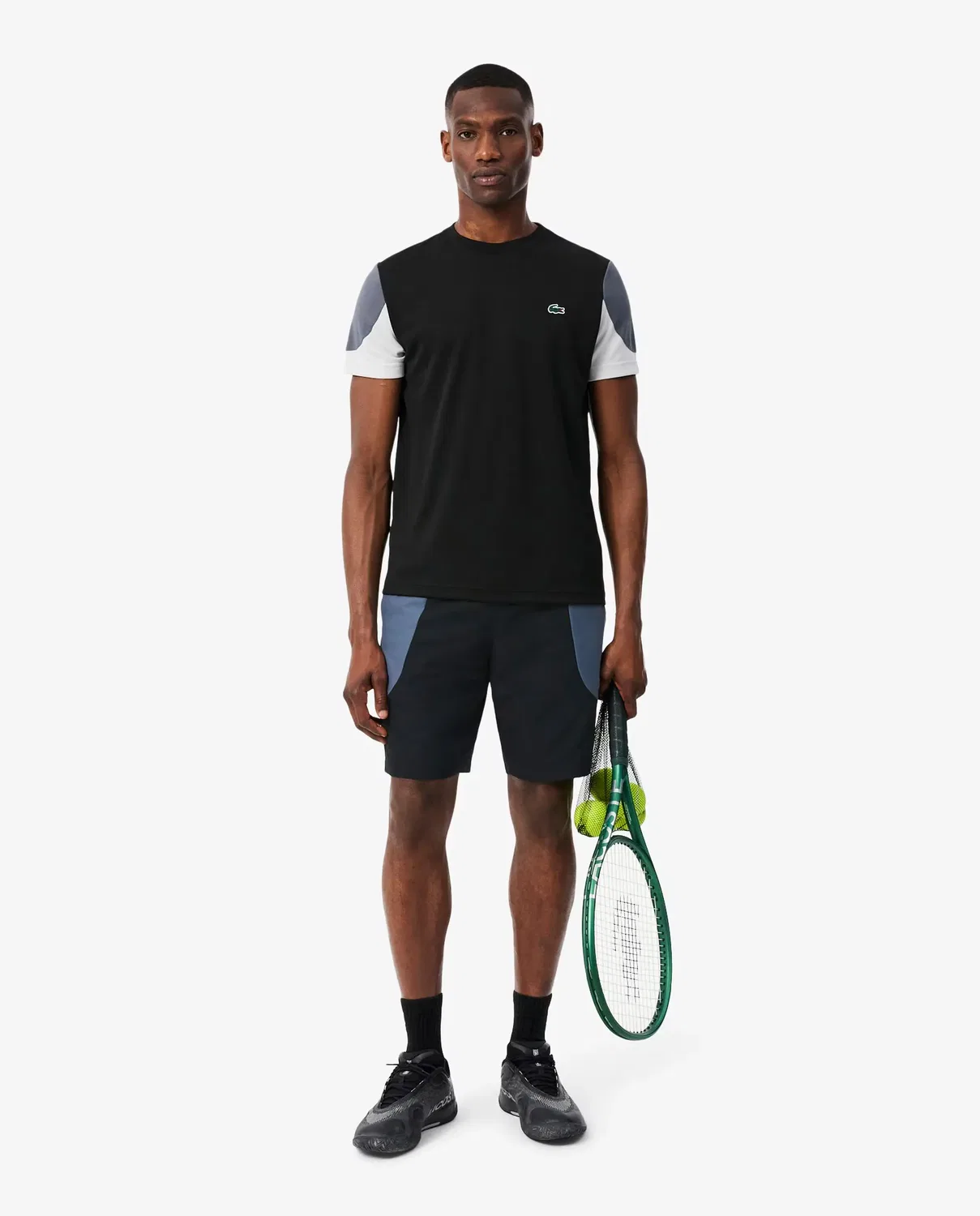 Мужские шорты спортивные из полиэстера с принтом Lacoste, Negro — фото 4