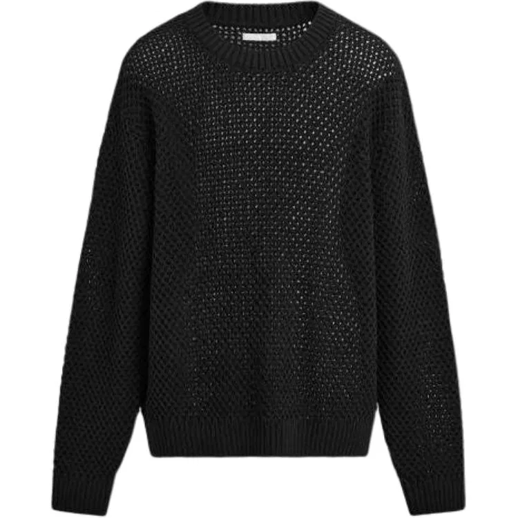 Мужской трикотажный свитер с круглым вырезом Moderate, ZARA, Black
