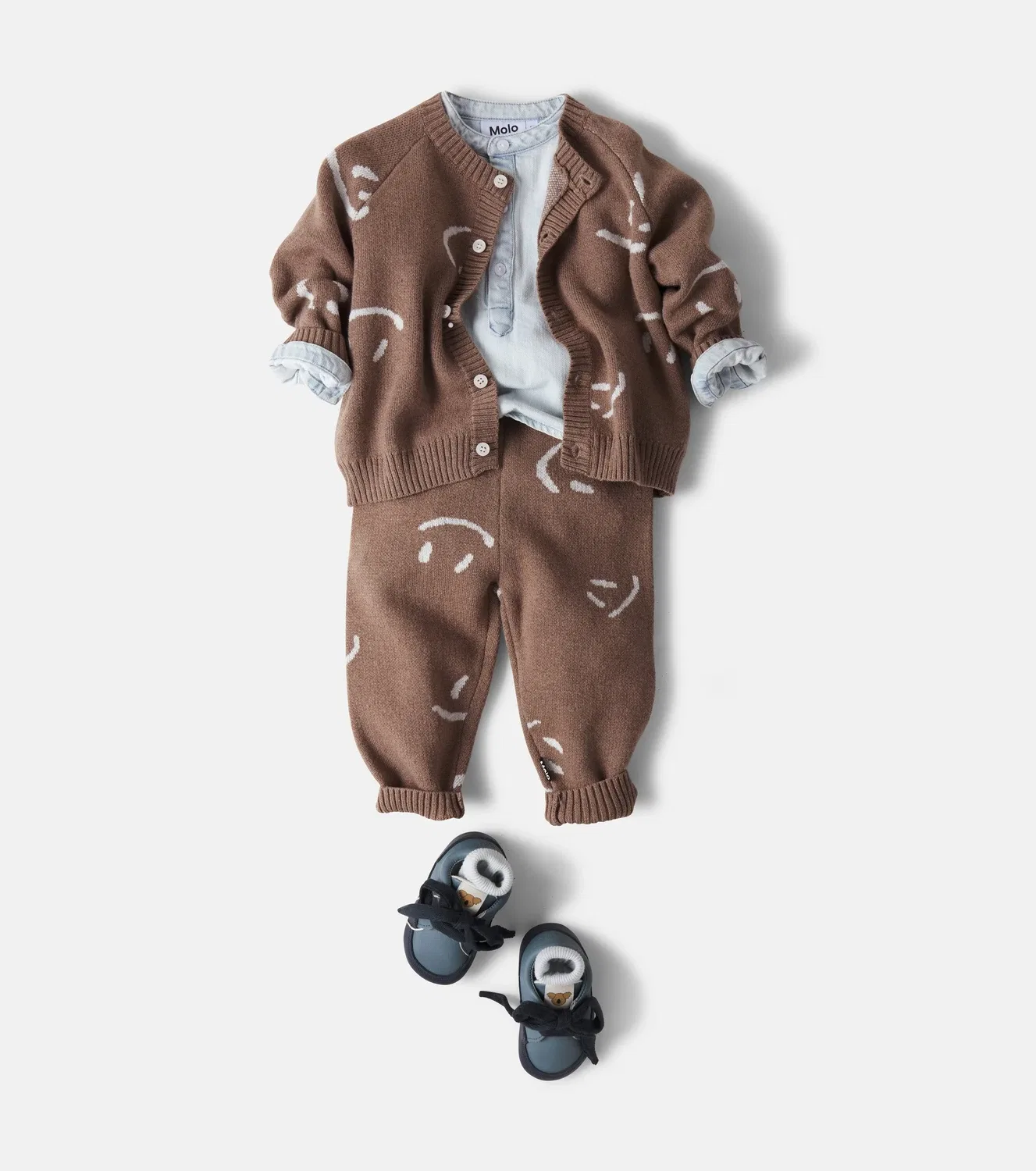 Комплект из кардигана и брюк Baby Bobi Sol Molo, коричневый — фото 2