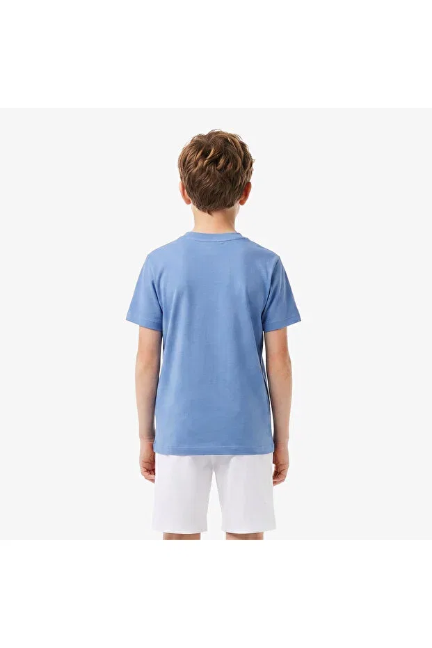 Детская футболка для девочек с коротким рукавом Lacoste, Uj7-Blue — фото 3